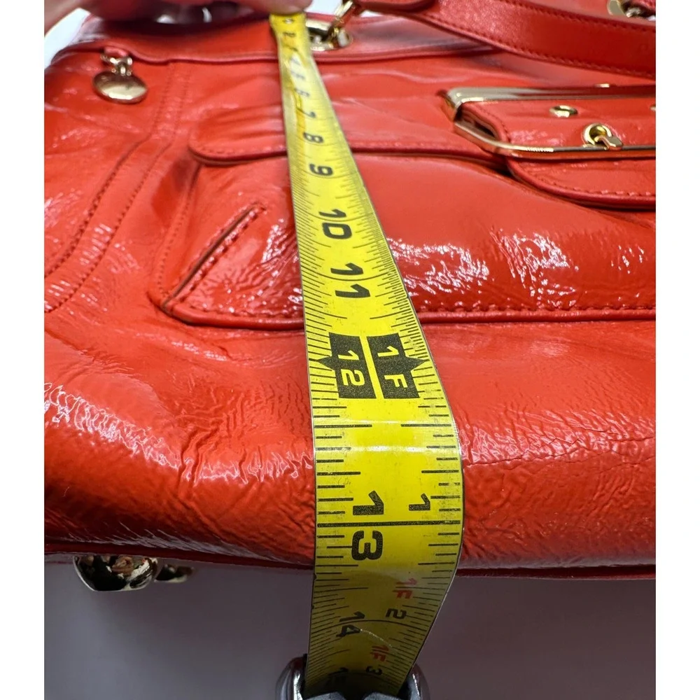 NWT MILLY Large Orange Patent Leather Satchel Purse Bag $465 Handbag Designer - Picture 6 of 8